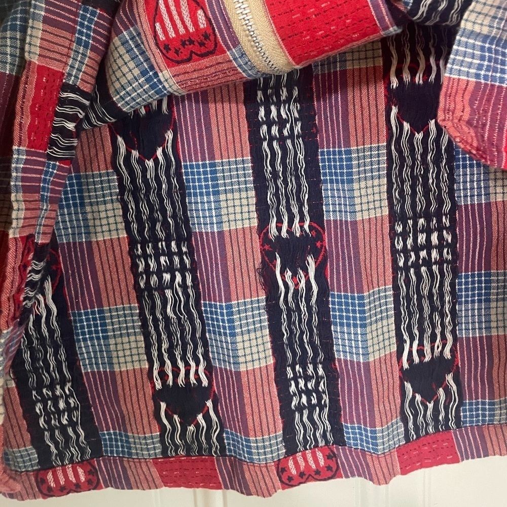 C.S.T Sport Vintage Red White & Blue Embroidered Heart Zip Up Blouse Cotton 3X - Picture 6 of 6